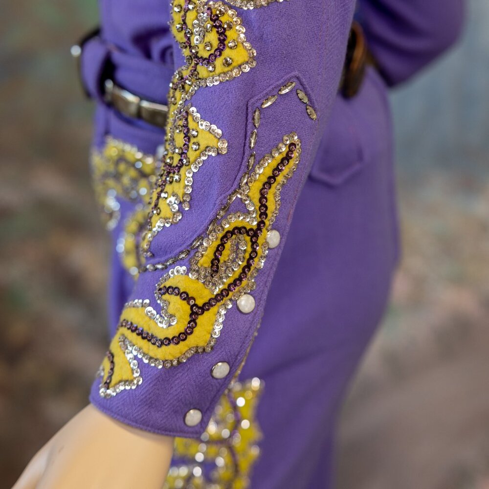 Vintage 1950s Rodeo Queen Western Suit – Custom Purple & Gold Sequin - Picture 12 of 17